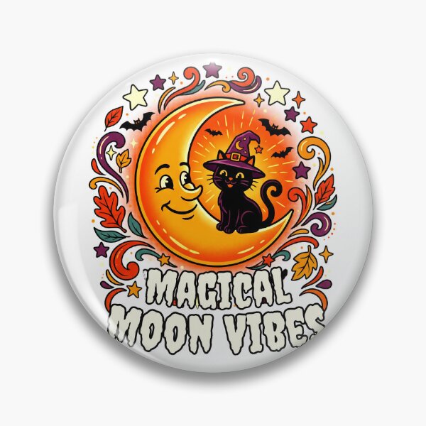 Item preview, Enchanting Halloween Moon Vibes – A charming classic combining a crescent moon and a black cat with a magical, Halloween-inspired theme. designed and sold by Thegoldenline.