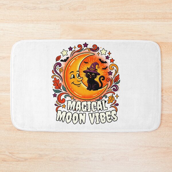 Item preview, Enchanting Halloween Moon Vibes – A charming classic combining a crescent moon and a black cat with a magical, Halloween-inspired theme. designed and sold by Thegoldenline.