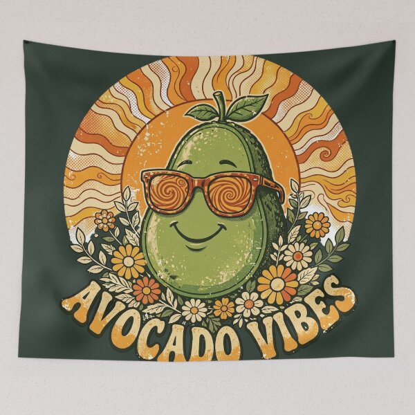 Item preview, Retro Avocado Vibes Vintage Botanical Smile designed and sold by LenNo9881.