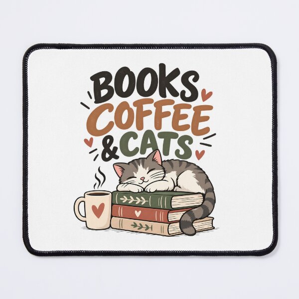 Item preview, Books Coffee & Cats – Cozy Book Lover Cat Design designed and sold by EcomGenius.