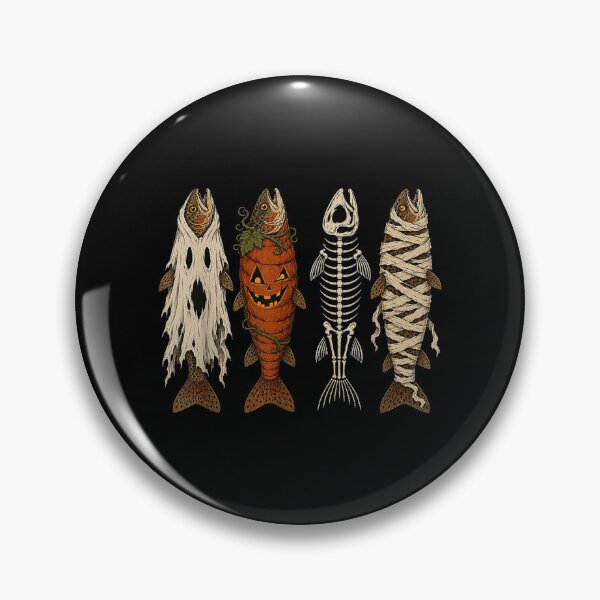 Item preview, Ghost Pumpkin Skeleton Mummy Trout Funny Halloween Fishing  designed and sold by Suzu Comena.