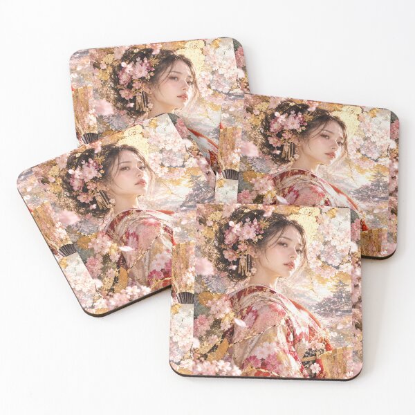 Item preview, Golden Sakura - Elegant Kimono Princess with Cherry Blossoms designed and sold by KINTSUGI-LUMI.