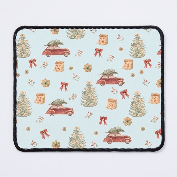 Item preview, Vintage Christmas Car & Tree – Retro Watercolor Holiday Pattern designed and sold by PaperyAndInk.