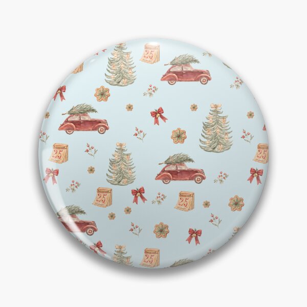 Item preview, Vintage Christmas Car & Tree – Retro Watercolor Holiday Pattern designed and sold by PaperyAndInk.