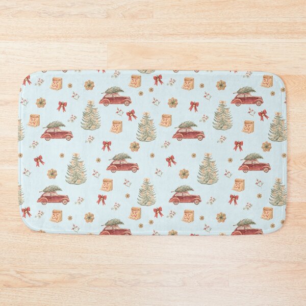 Item preview, Vintage Christmas Car & Tree – Retro Watercolor Holiday Pattern designed and sold by PaperyAndInk.