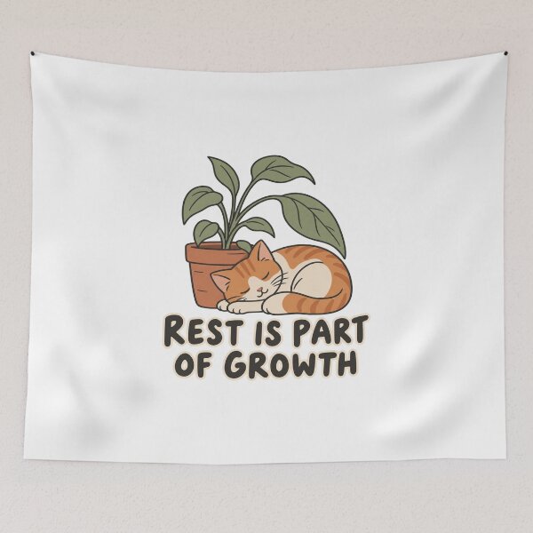 Item preview, Rest Is Part of Growth Sleeping Cat designed and sold by FujinStore24.