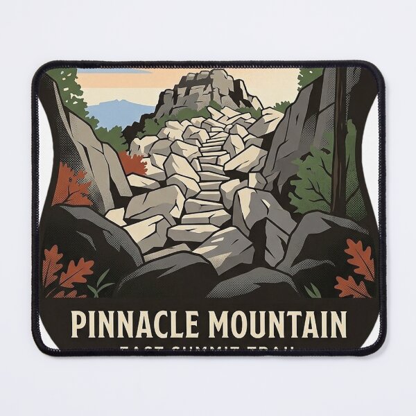 Item preview, Pinnacle Mountain East Summit Trail Arkansas Heraldic Crest Sticker designed and sold by DetourDgn.