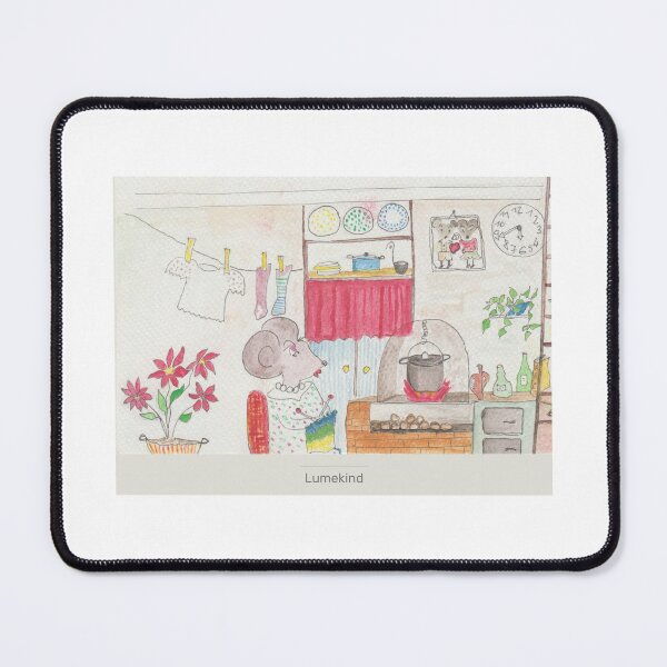 Item preview, Oma Ines Cozy Mouse Kitchen - Whimsical Watercolor Wall Art designed and sold by lumekind.