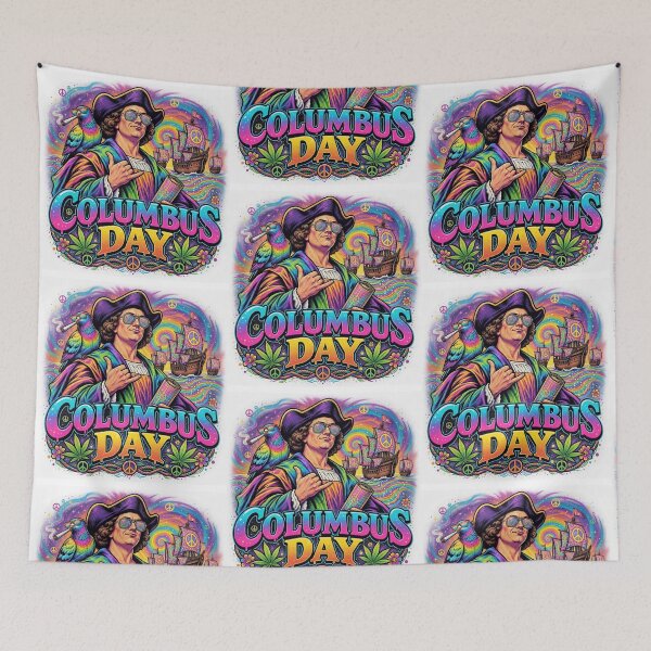Item preview, Psychedelic Columbus Day Groovy Shaka Pirate designed and sold by Nela-&-Lena.