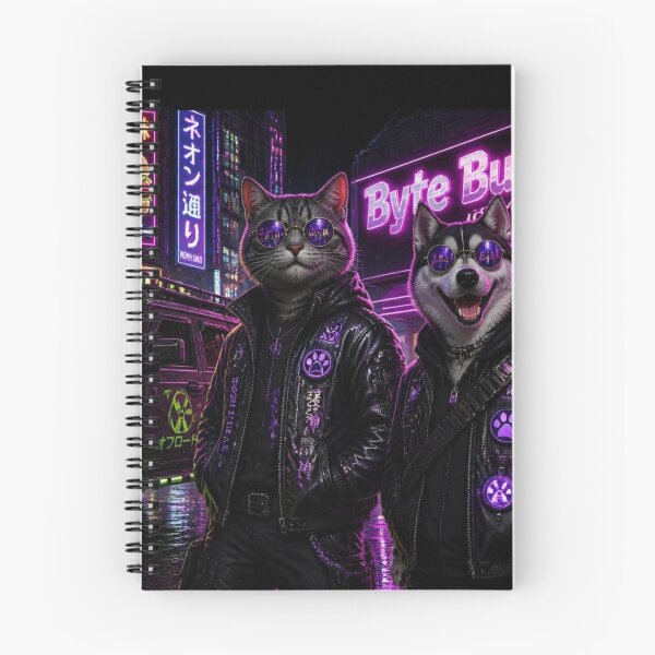 Item preview, Cyberpunk Cat and Dog Byte Burger Neon Gaming Desk Mat designed and sold by LazyDayzCo.