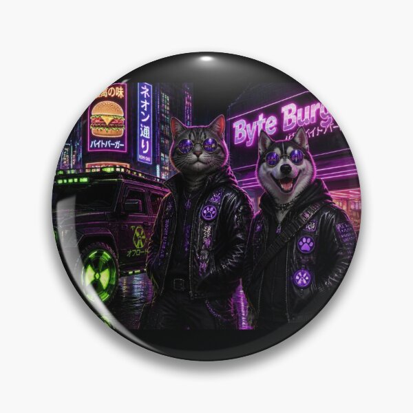 Item preview, Cyberpunk Cat and Dog Byte Burger Neon Gaming Desk Mat designed and sold by LazyDayzCo.