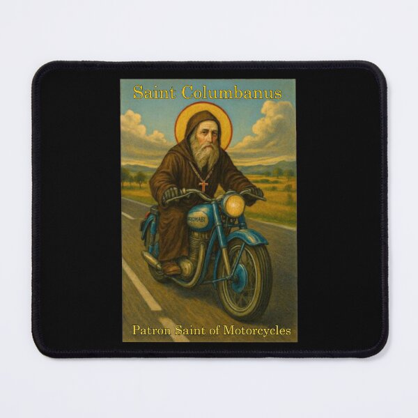 Item preview, St Columbanus Patron Saint of Motorcyclists Motorcycles  designed and sold by geronkagogo.