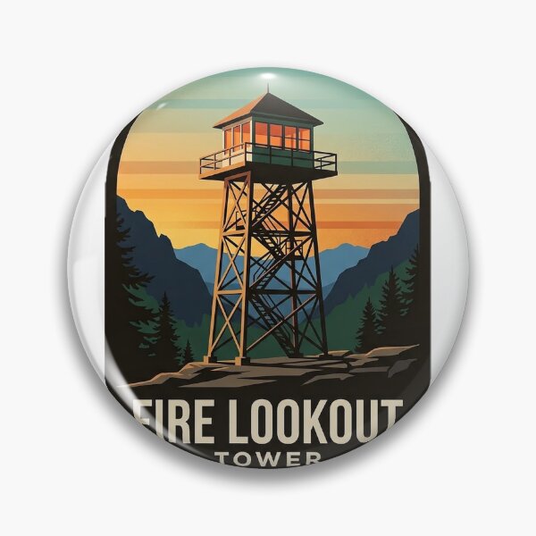 Item preview, Fire Lookout Tower Sticker - Vintage WPA Forest Service Summit Badge designed and sold by DetourDgn.