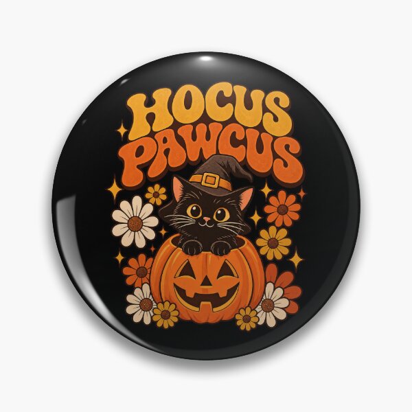 Item preview, Hocus Pawcus Retro Autumn Black Cat Pumpkin Flowers Artwork designed and sold by Aqouiatiqe.