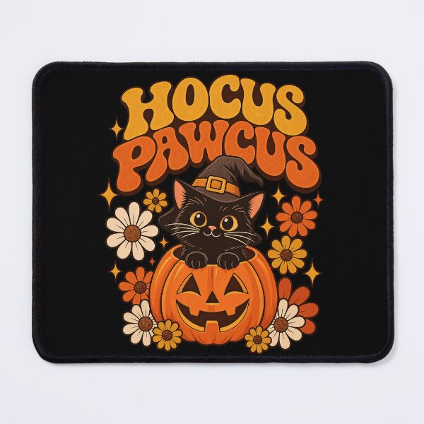Item preview, Hocus Pawcus Retro Autumn Black Cat Pumpkin Flowers Artwork designed and sold by Aqouiatiqe.