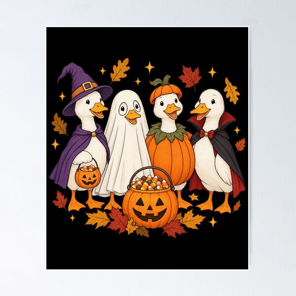 Item preview, Halloween Ducks And Goose themes Candy Pumpkin Art Artwork designed and sold by adiencarteras.