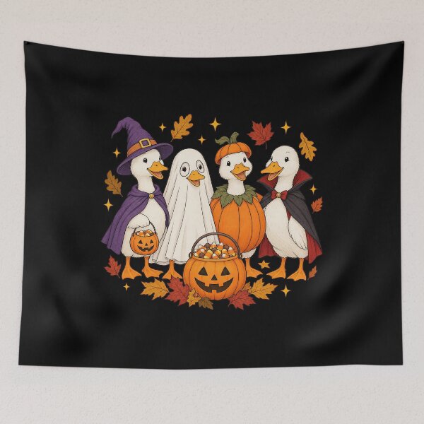 Item preview, Halloween Ducks And Goose themes Candy Pumpkin Art Artwork designed and sold by adiencarteras.
