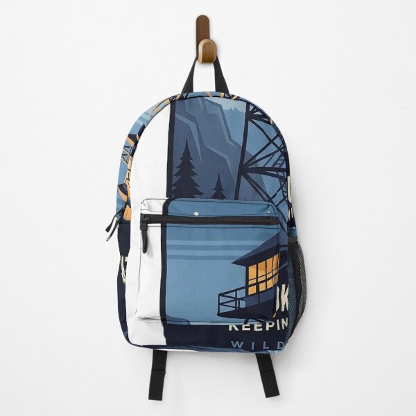 Item preview, Fire Lookout Tower at Dusk Sticker - Vintage Poster Style Wilderness Decal designed and sold by DetourDgn.