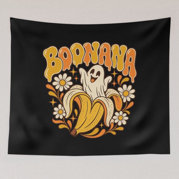 Item preview, Boonana Banana Ghost 70s Groovy Daisy Flower Fruit Artwork designed and sold by Aqouiatiqe.