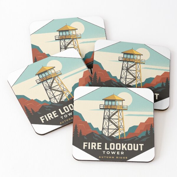 Item preview, Fire Lookout Tower Sticker - Modern Retro Geometric Autumn Ridge Hexagon designed and sold by DetourDgn.