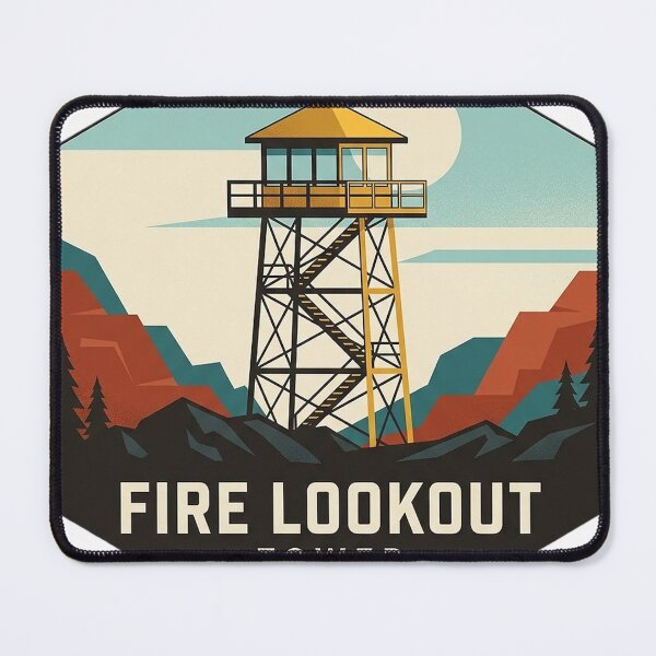 Item preview, Fire Lookout Tower Sticker - Modern Retro Geometric Autumn Ridge Hexagon designed and sold by DetourDgn.