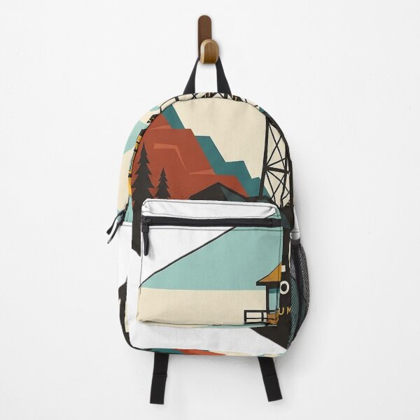 Item preview, Fire Lookout Tower Sticker - Modern Retro Geometric Autumn Ridge Hexagon designed and sold by DetourDgn.