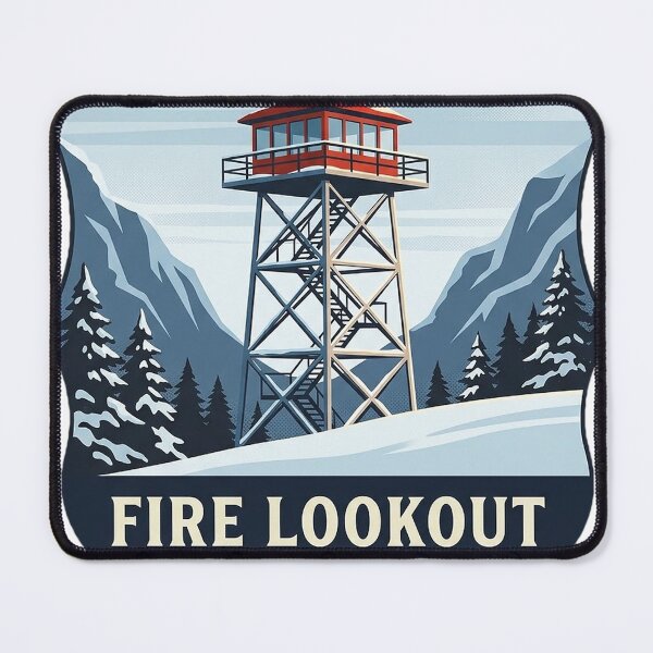 Item preview, Snowy Fire Lookout Tower Sticker - Heraldic Crest Winter Mountain Decal designed and sold by DetourDgn.