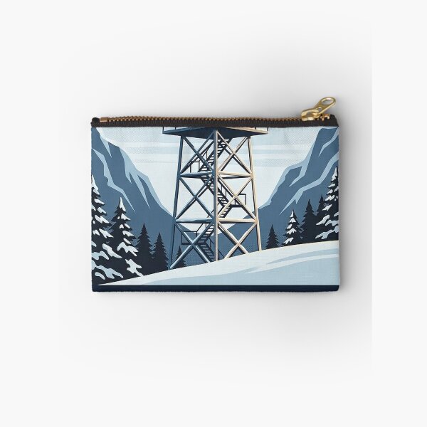 Item preview, Snowy Fire Lookout Tower Sticker - Heraldic Crest Winter Mountain Decal designed and sold by DetourDgn.