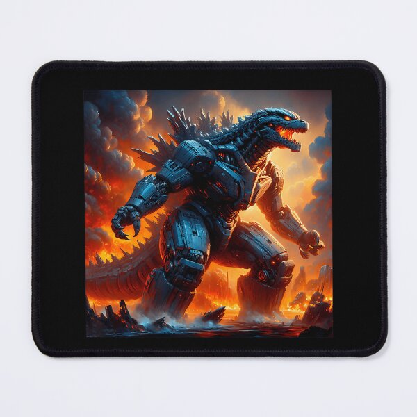 Item preview, Metallic Mechanical Giant Reptile Monster Standing In Burning City designed and sold by JamesReev.