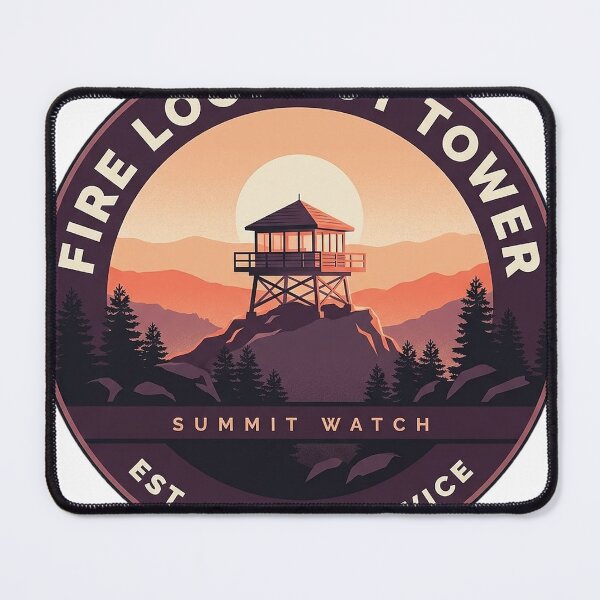 Item preview, Fire Lookout Tower Sunrise Sticker - Circular Summit Watch Badge designed and sold by DetourDgn.