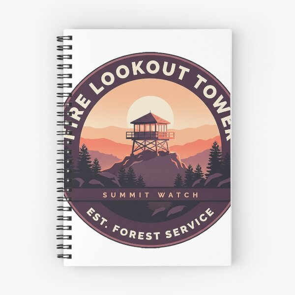 Item preview, Fire Lookout Tower Sunrise Sticker - Circular Summit Watch Badge designed and sold by DetourDgn.