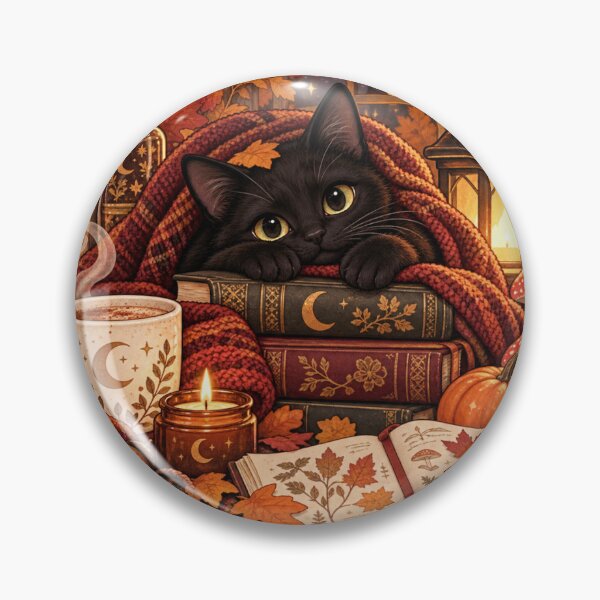 Item preview, Cozy black cat under the blanket – Magical autumn evening designed and sold by Lichtisign.