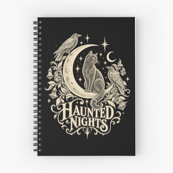 Item preview, Haunted Nights Vintage Black Cat On Crescent Moon Artwork designed and sold by Felinefinesse.