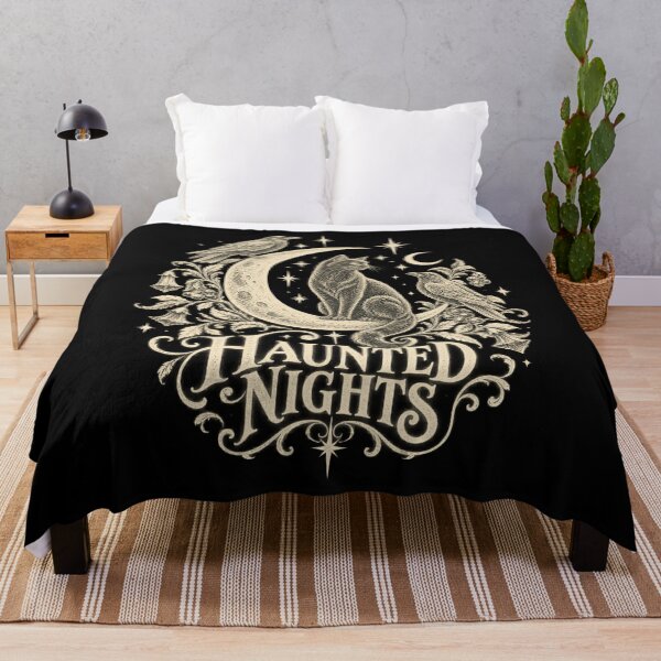 Item preview, Haunted Nights Vintage Black Cat On Crescent Moon Artwork designed and sold by Felinefinesse.