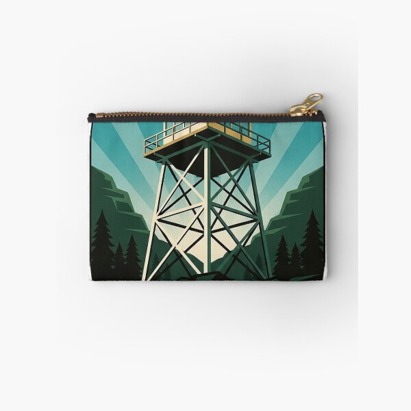 Item preview, Fire Lookout Tower Art Deco Sticker - Clear Skies Oval Emblem Decal designed and sold by DetourDgn.