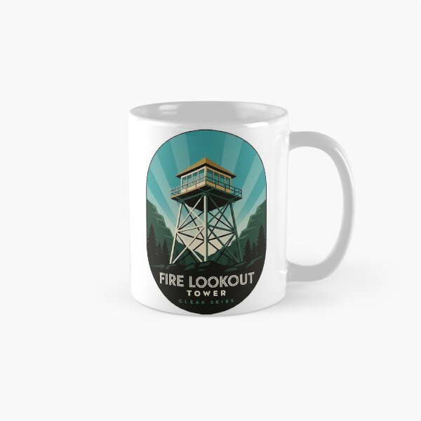 Item preview, Fire Lookout Tower Art Deco Sticker - Clear Skies Oval Emblem Decal designed and sold by DetourDgn.