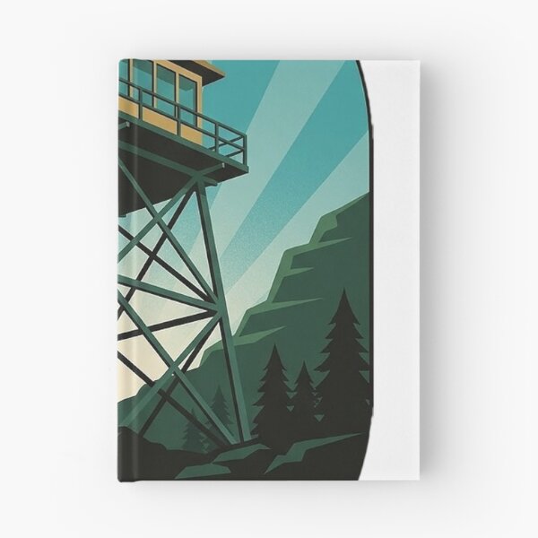 Item preview, Fire Lookout Tower Art Deco Sticker - Clear Skies Oval Emblem Decal designed and sold by DetourDgn.