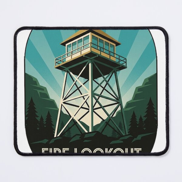 Item preview, Fire Lookout Tower Art Deco Sticker - Clear Skies Oval Emblem Decal designed and sold by DetourDgn.