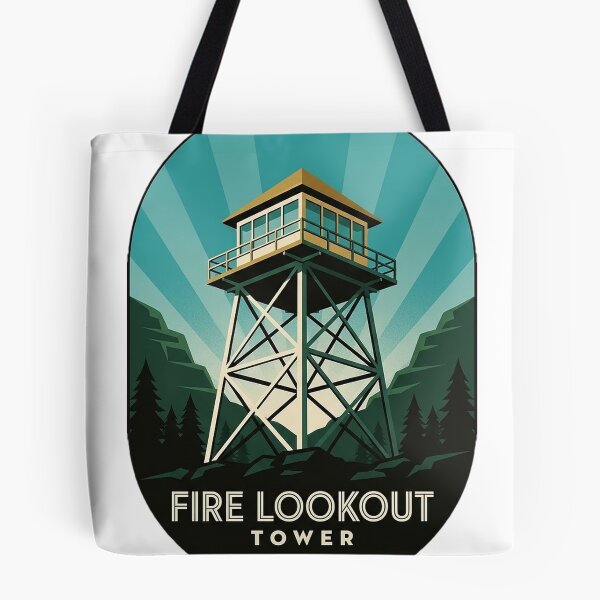 Item preview, Fire Lookout Tower Art Deco Sticker - Clear Skies Oval Emblem Decal designed and sold by DetourDgn.