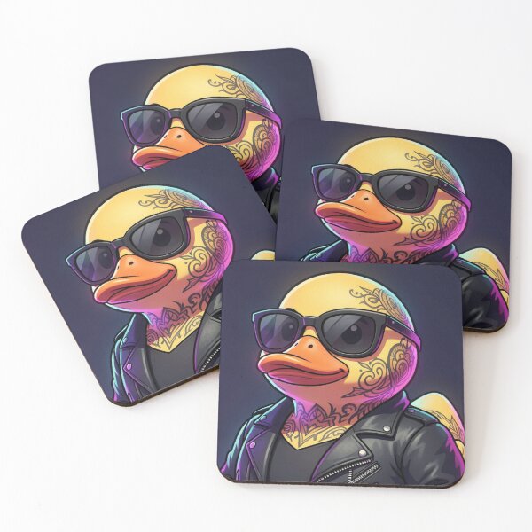 Item preview, Bikie Rubber Duck with Tattoos and Leather Jacket designed and sold by Creepy Princess Creations.