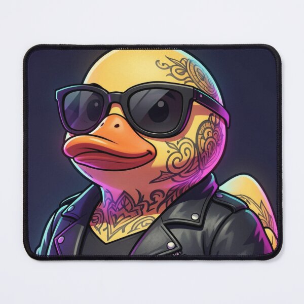 Item preview, Bikie Rubber Duck with Tattoos and Leather Jacket designed and sold by Creepy Princess Creations.