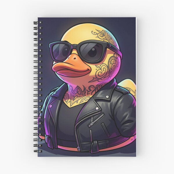 Item preview, Bikie Rubber Duck with Tattoos and Leather Jacket designed and sold by Creepy Princess Creations.