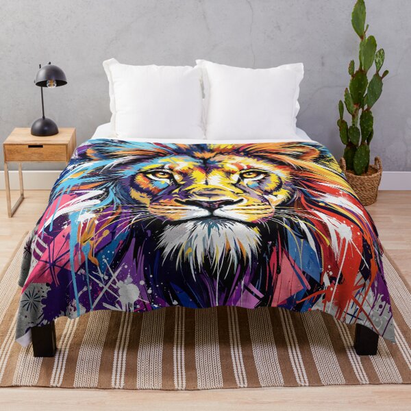 Item preview, Colorful Graffiti Lion Portrait - Urban Wildlife Street Art designed and sold by Marcu Ioachim.