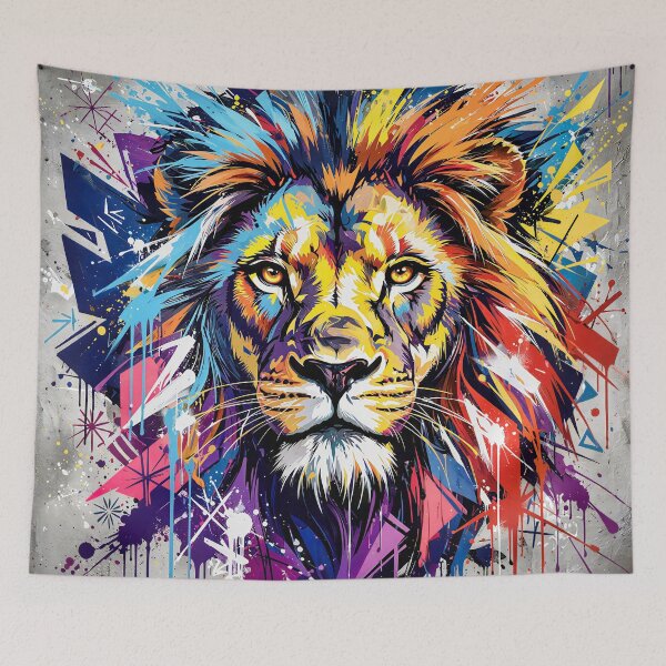 Item preview, Colorful Graffiti Lion Portrait - Urban Wildlife Street Art designed and sold by Marcu Ioachim.