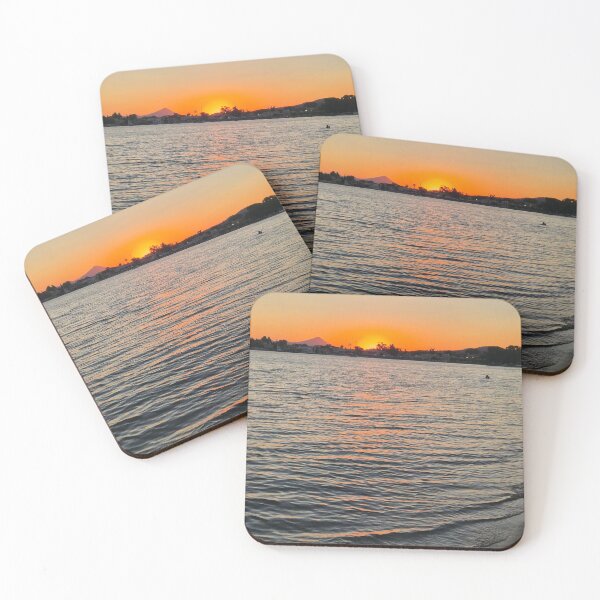 Item preview, Golden Sunset Over the Sea Coastal Landscape Card of Vibrant Orange Sunset Beach Nature Photography designed and sold by Ingr1d-M3deea.