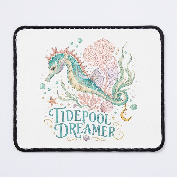 Item preview, Tidepool Dreamer Seahorse Ocean Fantasy Coastal Celestial Art designed and sold by inkoutninja.
