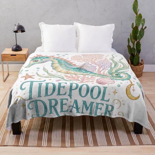 Item preview, Tidepool Dreamer Seahorse Ocean Fantasy Coastal Celestial Art designed and sold by inkoutninja.