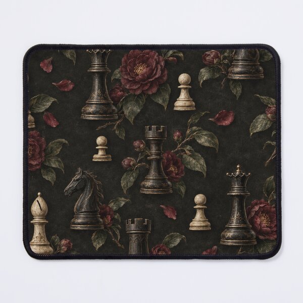 Item preview, Dark Academy - The Last Chess Game – Victorian Chess Pieces and Dark Camellias designed and sold by Lichtisign.