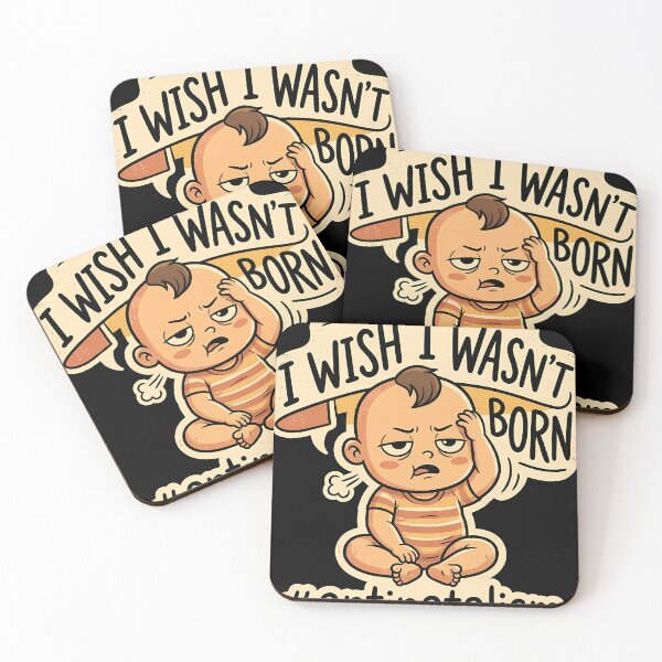 Item preview, Cute baby saying 'I wish I wasn't born' antinatalism designed and sold by MarianneFrank.