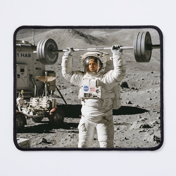 Item preview, NASA astronaut lifting weights on the moon designed and sold by WiseBow.